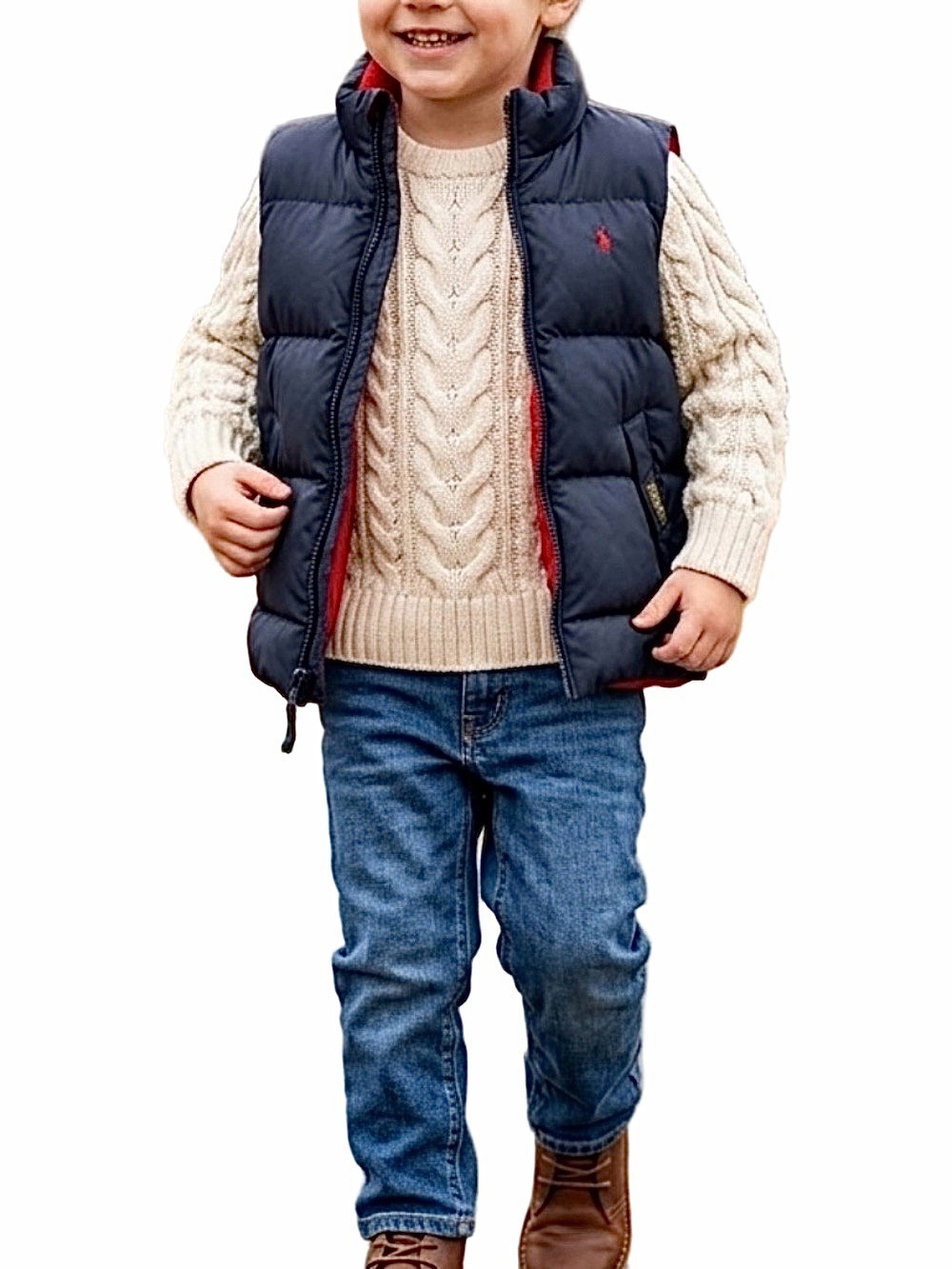 POLO Ralph Lauren navy red reversible warm down filled kids puffer vest 4